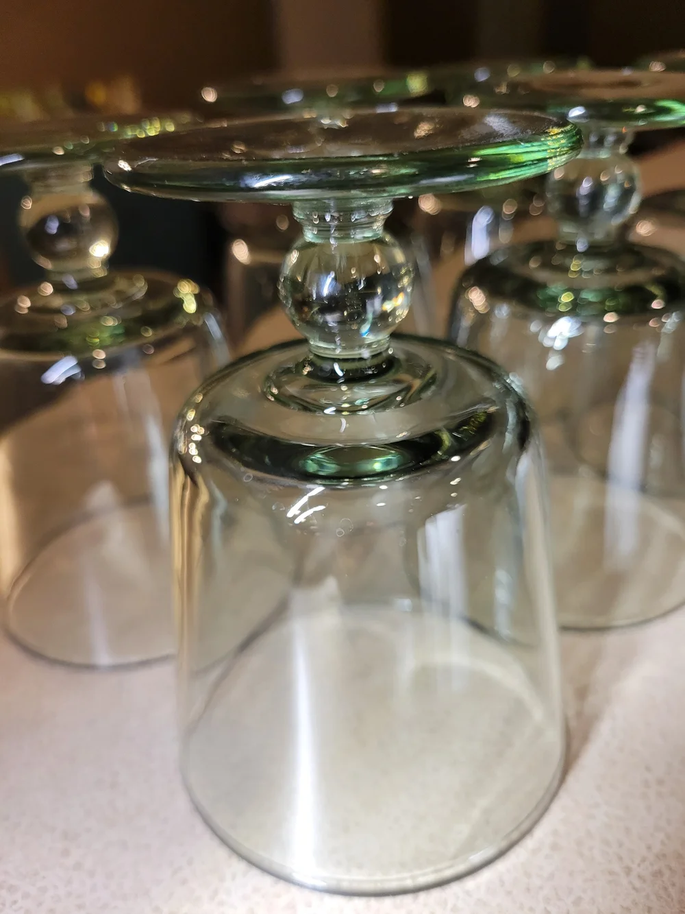 Vintage-Style Light Green Tinted Footed Goblets / Water Glasses – Set of 6 8 OZ